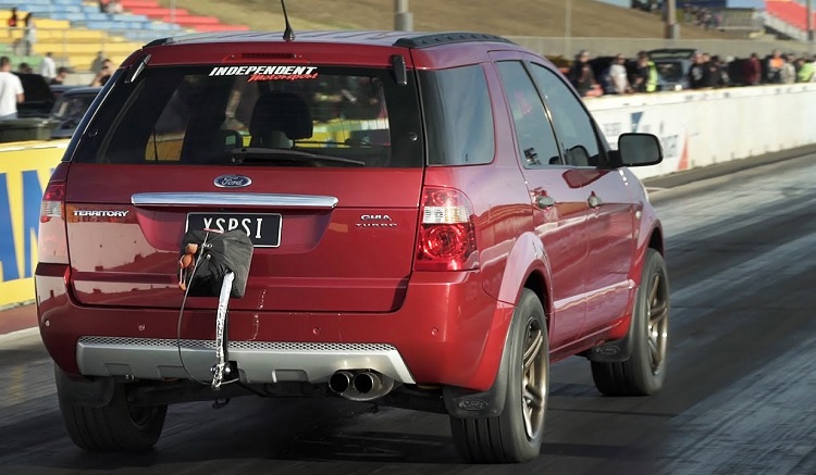 Back view of Ford Territory with aftermarket exhaust